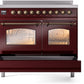 ILVE Nostalgie II 40" Induction Range with Element Stove and Electric Oven in Burgundy with Bronze Trim, UPDI406NMPBUB