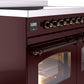 ILVE Nostalgie II 40" Induction Range with Element Stove and Electric Oven in Burgundy with Bronze Trim, UPDI406NMPBUB