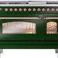 ILVE Nostalgie II 48" Dual Fuel Propane Gas Range in Emerald Green with Copper Trim, UP48FNMPEGPLP