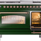 ILVE Nostalgie II 48" Dual Fuel Propane Gas Range in Emerald Green with Copper Trim, UP48FNMPEGPLP