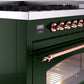 ILVE Nostalgie II 48" Dual Fuel Propane Gas Range in Emerald Green with Copper Trim, UP48FNMPEGPLP