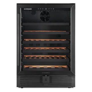 Cosmo Lumin 24" 52-Bottle Single Zone Compressor Wine Cooler, LED Lighting in Matte Black, COS-24BIWCS-BK