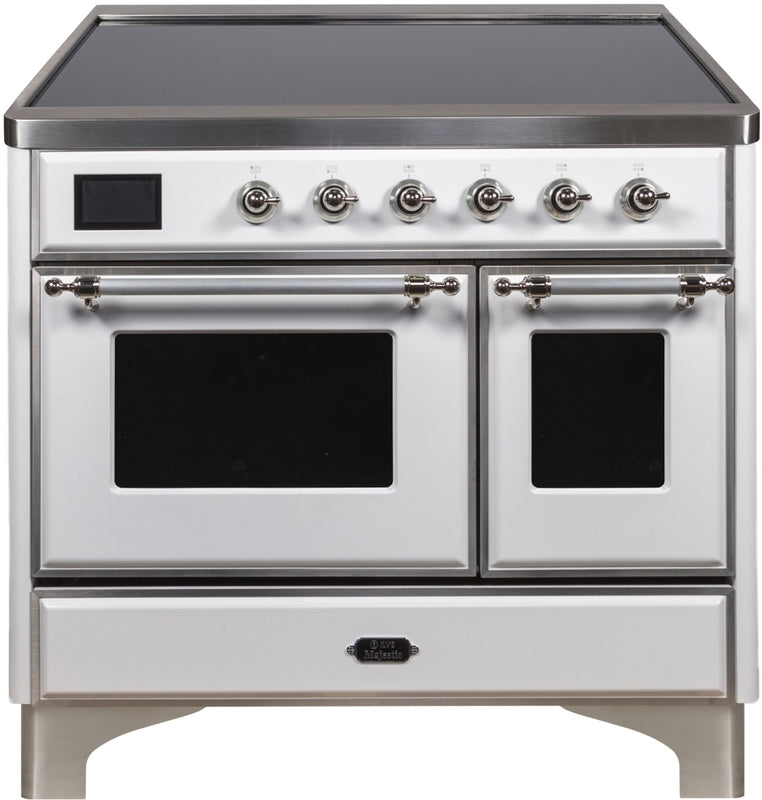 ILVE Majestic II 40" Induction Range with Element Stove and Electric Oven in White with Chrome Trim, UMDI10NS3WHC