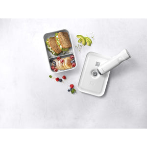 ZWILLING Large Flat Vacuum Lunch Container in White Gray, Fresh & Save Series