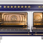 ILVE Nostalgie II 48" Induction Range with Element Stove and Electric Oven in Blue with Brass Trim, UPI486NMPMBG