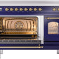 ILVE Nostalgie II 48" Induction Range with Element Stove and Electric Oven in Blue with Brass Trim, UPI486NMPMBG