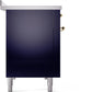 ILVE Nostalgie II 48" Induction Range with Element Stove and Electric Oven in Blue with Brass Trim, UPI486NMPMBG