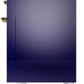 ILVE Nostalgie II 48" Induction Range with Element Stove and Electric Oven in Blue with Brass Trim, UPI486NMPMBG