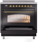 ILVE Nostalgie II 36" Induction Range with Element Stove and Electric Oven in Glossy Black with Brass Trim, UPI366NMPBKG