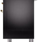 ILVE Nostalgie II 36" Induction Range with Element Stove and Electric Oven in Glossy Black with Brass Trim, UPI366NMPBKG
