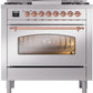ILVE Nostalgie II 36" Dual Fuel Propane Gas Range in Stainless Steel with Copper Trim, UP36FNMPSSPLP