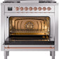 ILVE Nostalgie II 36" Dual Fuel Propane Gas Range in Stainless Steel with Copper Trim, UP36FNMPSSPLP