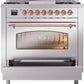 ILVE Nostalgie II 36" Dual Fuel Propane Gas Range in Stainless Steel with Copper Trim, UP36FNMPSSPLP