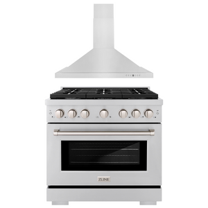 ZLINE Appliance Package - 36 in. Gas Range, 36 in. Range Hood, 2KP-SGRRH36