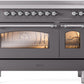 ILVE Nostalgie II 48" Induction Range with Element Stove and Electric Oven in Matte Graphite with Chrome Trim, UPI486NMPMGC