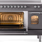 ILVE Nostalgie II 48" Induction Range with Element Stove and Electric Oven in Matte Graphite with Chrome Trim, UPI486NMPMGC