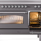 ILVE Nostalgie II 48" Induction Range with Element Stove and Electric Oven in Matte Graphite with Chrome Trim, UPI486NMPMGC