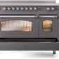 ILVE Nostalgie II 48" Induction Range with Element Stove and Electric Oven in Matte Graphite with Chrome Trim, UPI486NMPMGC