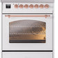 ILVE Nostalgie II 30" Dual Fuel Natural Gas Range in White with Copper Trim, UP30NMPWHP