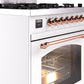 ILVE Nostalgie II 30" Dual Fuel Natural Gas Range in White with Copper Trim, UP30NMPWHP