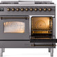 ILVE Nostalgie II 40" Dual Fuel Natural Gas Range in Matte Graphite with Bronze Trim, UPD40FNMPMGB