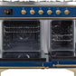 ILVE Majestic II 40" Dual Fuel Natural Gas Range in Blue with Brass Trim, UMD10FDNS3MBG