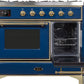 ILVE Majestic II 40" Dual Fuel Natural Gas Range in Blue with Brass Trim, UMD10FDNS3MBG