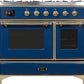 ILVE Majestic II 40" Dual Fuel Natural Gas Range in Blue with Brass Trim, UMD10FDNS3MBG