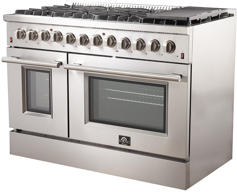 Forno Appliance Package - 48" Gas Burner, Electric Oven Range, Range Hood, 60" Refrigerator, Dishwasher, AP-FFSGS6156-48-16