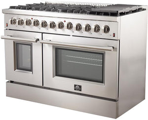 FORNO Appliance Package - 48" Gas Burner, Electric Oven Range, Range Hood, 60" Refrigerator, Dishwasher, Microwave Drawer, AP-FFSGS6156-48-17