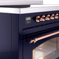 ILVE Nostalgie II 48" Induction Range with Element Stove and Electric Oven in Blue with Copper Trim, UPI486NMPMBP
