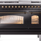 ILVE Nostalgie II 48" Dual Fuel Propane Gas Range in Black with Bronze Trim, UP48FNMPBKBLP
