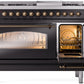 ILVE Nostalgie II 48" Dual Fuel Propane Gas Range in Black with Bronze Trim, UP48FNMPBKBLP