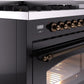 ILVE Nostalgie II 48" Dual Fuel Propane Gas Range in Black with Bronze Trim, UP48FNMPBKBLP
