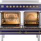 ILVE Nostalgie II 40" Induction Range with Element Stove and Electric Oven in Blue with Brass Trim, UPDI406NMPMBG