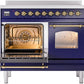 ILVE Nostalgie II 40" Induction Range with Element Stove and Electric Oven in Blue with Brass Trim, UPDI406NMPMBG