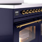 ILVE Nostalgie II 40" Induction Range with Element Stove and Electric Oven in Blue with Brass Trim, UPDI406NMPMBG