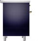 ILVE Nostalgie II 40" Induction Range with Element Stove and Electric Oven in Blue with Brass Trim, UPDI406NMPMBG