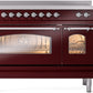 ILVE Nostalgie II 48" Induction Range with Element Stove and Electric Oven in Burgundy with Chrome Trim, UPI486NMPBUC