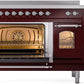 ILVE Nostalgie II 48" Induction Range with Element Stove and Electric Oven in Burgundy with Chrome Trim, UPI486NMPBUC