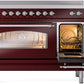 ILVE Nostalgie II 48" Induction Range with Element Stove and Electric Oven in Burgundy with Chrome Trim, UPI486NMPBUC