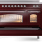 ILVE Nostalgie II 48" Induction Range with Element Stove and Electric Oven in Burgundy with Chrome Trim, UPI486NMPBUC