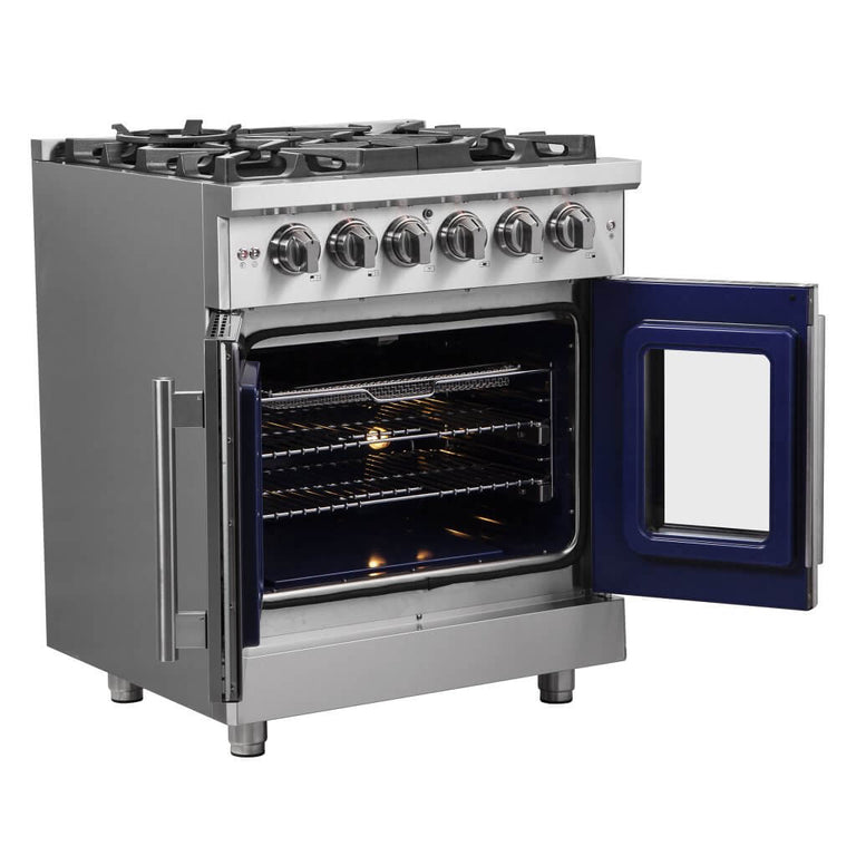 Forno 30″ Freestanding French Door Dual Fuel Range with 5 Burners, FFSGS6325-30