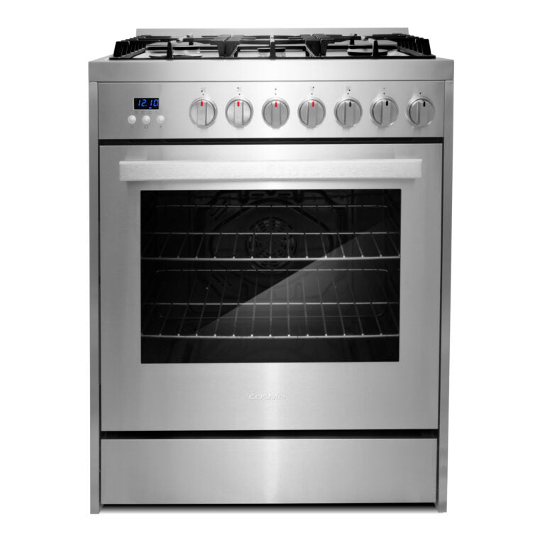 Cosmo 30" 5.0 cu. ft. Single Oven Gas Range with 5 Burner Cooktop and Heavy Duty Cast Iron Grates in Stainless Steel, COS-305AGC