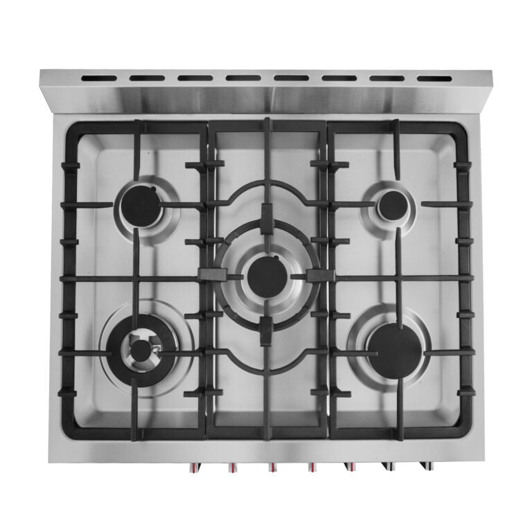 Cosmo 30" 5.0 cu. ft. Single Oven Gas Range with 5 Burner Cooktop and Heavy Duty Cast Iron Grates in Stainless Steel, COS-305AGC