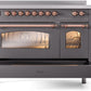 ILVE Nostalgie II 48" Induction Range with Element Stove and Electric Oven in Matte Graphite with Copper Trim, UPI486NMPMGP
