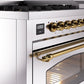 ILVE Nostalgie II 48" Dual Fuel Natural Gas Range in Stainless Steel with Brass Trim, UP48FNMPSSG