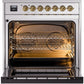 ILVE Nostalgie II 30" Dual Fuel Natural Gas Range in Stainless Steel with Brass Trim, UP30NMPSSG