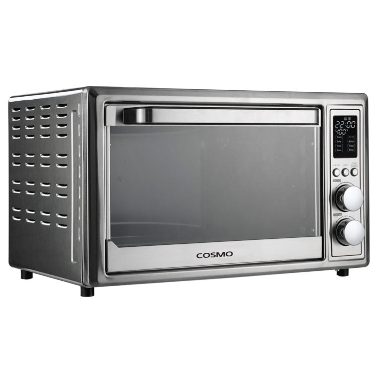 Cosmo 12" Electric Air Fryer Toaster Oven with LED Display, Air Fry Basket, Rotisserie Fork, 1800W in Stainless Steel, COS-317AFOSS