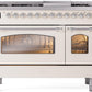 ILVE Nostalgie II 48" Dual Fuel Natural Gas Range in Antique White with Chrome Trim, UP48FNMPAWC